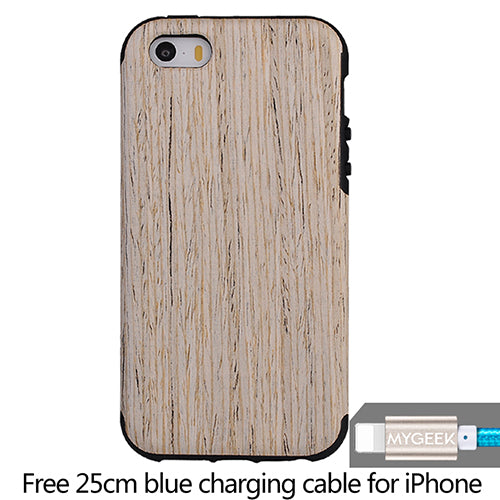 MyGeek Wood Cover Luxury Mobile Phone Case for iphone 5 5s 6 6s 7 plus phone Case with 1 pcs Cable Free