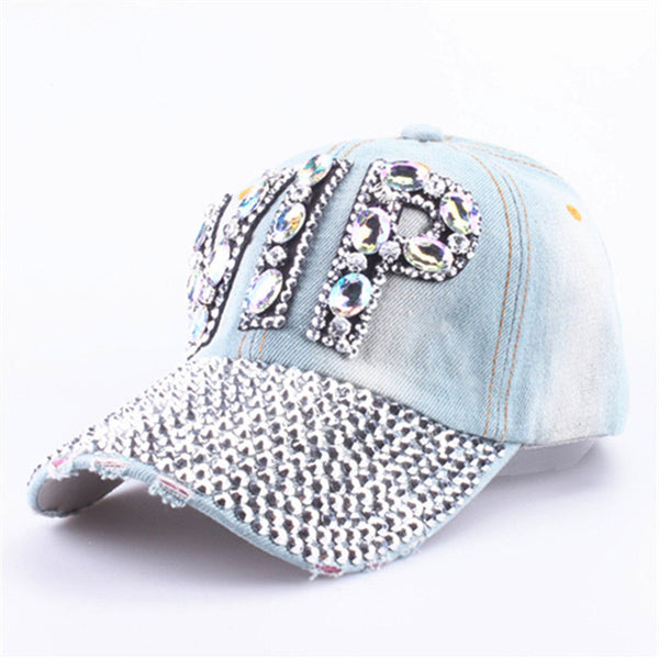 [YARBUU]CAP Wholesale 2017 Hat Rhinestone Print Denim hat Rivet Sun-Shading VIP Baseball Summer Women's Cap Jean Caps hip hop