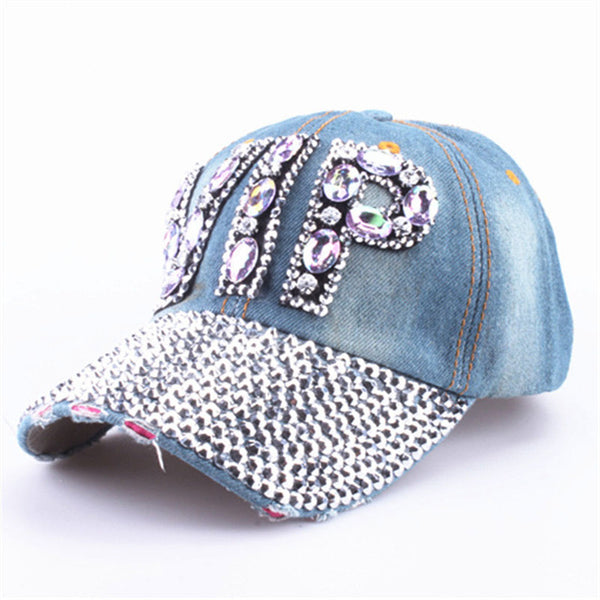 [YARBUU]CAP Wholesale 2017 Hat Rhinestone Print Denim hat Rivet Sun-Shading VIP Baseball Summer Women's Cap Jean Caps hip hop