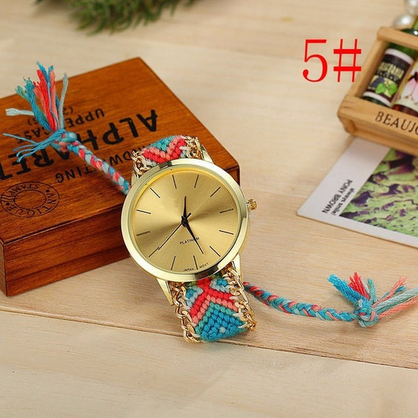 Fashion Handmade Braided Friendship Bracelet Watch Rope Watch Casual Women Quartz Watches Relogio Feminino