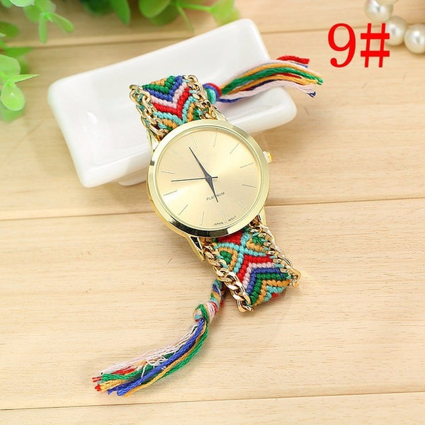 Fashion Handmade Braided Friendship Bracelet Watch Rope Watch Casual Women Quartz Watches Relogio Feminino