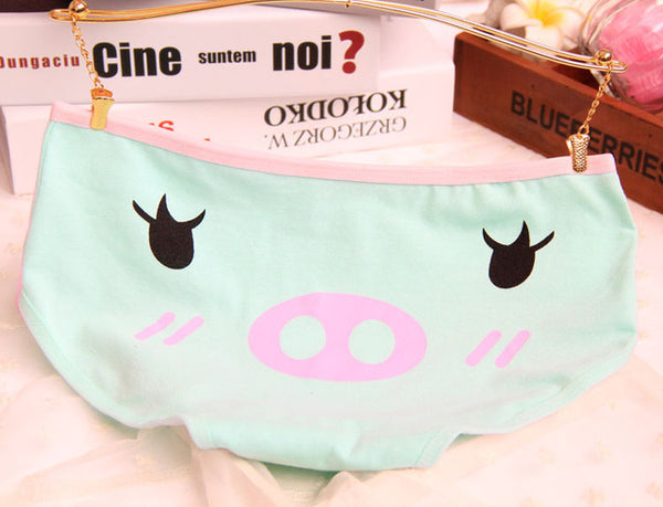 [Quecoo] 2016 Girl Series Cartoon cute face printing cotton panties, underwear women sexy underwear cute Women's panties