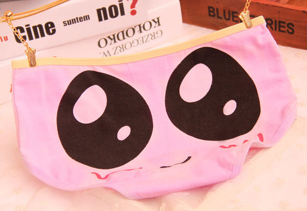 [Quecoo] 2016 Girl Series Cartoon cute face printing cotton panties, underwear women sexy underwear cute Women's panties