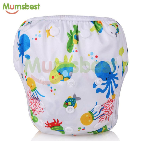 [Mumsbest] Baby Swim Diapers One Size Adjustable Washable Nappies Pool Pant Swim Waterproof Cloth Diaper Cover for baby 3 - 15kg