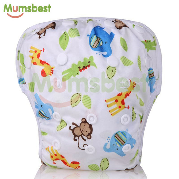 [Mumsbest] Baby Swim Diapers One Size Adjustable Washable Nappies Pool Pant Swim Waterproof Cloth Diaper Cover for baby 3 - 15kg