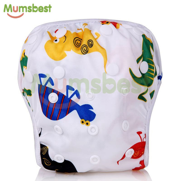 [Mumsbest] Baby Swim Diapers One Size Adjustable Washable Nappies Pool Pant Swim Waterproof Cloth Diaper Cover for baby 3 - 15kg