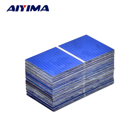 AIYIMA 100Pc Solar Panel Sun Cell Sunpower Solar Cell Polycrystalline Photovoltaic DIY Solar Battery Charger 0.5V 0.225W 52*26mm