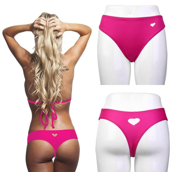 Sexy T-Back Brazilian Ruched Bikini Bottom Thong Swimsuit Bottom Low Waist Women Swimwear Bottom Heart Cutout Beachwear Bottom