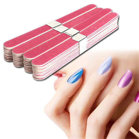 40pcs Nail File Manicure Pedicure Buffer Sanding Files Wood Crescent Sandpaper Grit Nail Art Tool Double Sided Thick Stick