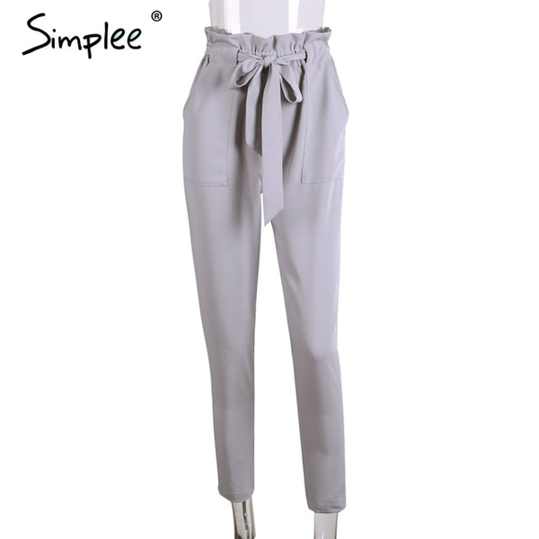 Simplee Apparel OL chiffon high waist harem pants Women stringyselvedge summer style casual pants female 2016 New black trousers