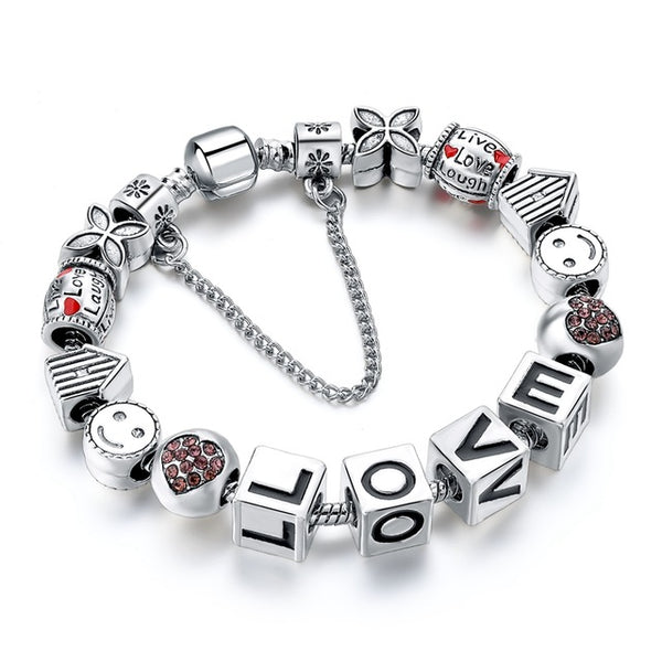 2016 New Arrival Heart Charm Bracelets For Women Gold Chain Bead Bracelets & Bangles Original Pulsera SBR160131