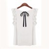 CWLSP 2017 New Fashion Women Blouse Summer O-neck pullover lacing bow chiffon shirt top Chiffon Blusas camisetas mujer