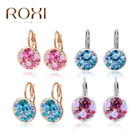 ROXI Women Stud Earrings 2017 Statement Sexy Rose Gold Blue Crystal Earrings Wedding Jewelry for Womens  orecchini donna