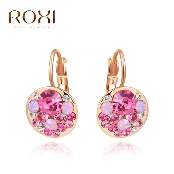 ROXI Women Stud Earrings 2017 Statement Sexy Rose Gold Blue Crystal Earrings Wedding Jewelry for Womens  orecchini donna