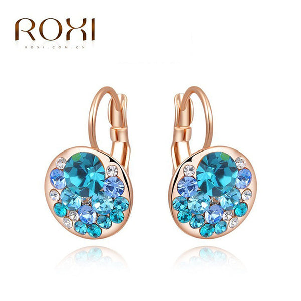 ROXI Women Stud Earrings 2017 Statement Sexy Rose Gold Blue Crystal Earrings Wedding Jewelry for Womens  orecchini donna