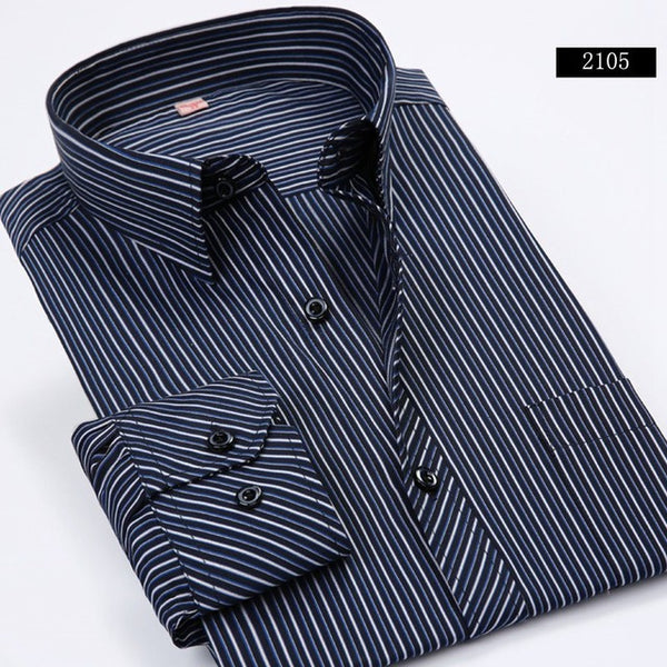 Fashion New 2017 Men Shirts Male Striped Formal Dress Shirt  Long Sleeve Mens Brand Casual Shirts Plus Big Size US Size 5XL 6XL