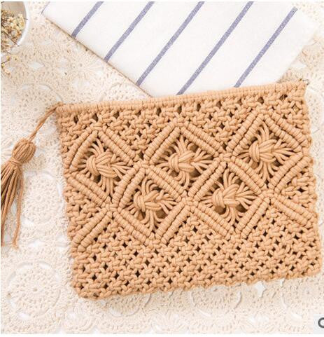 BEARBERRY 2017 high quality fashion women hollow out clutch bags brand tassel beach bags handmade kont message bags MN583