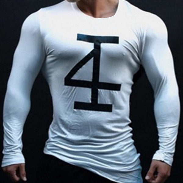 Brand Men fashion t shirt 2017 Spring summer Slim shirts male Tops Leisure Bodybuilding Long Sleeve personality tees clothing