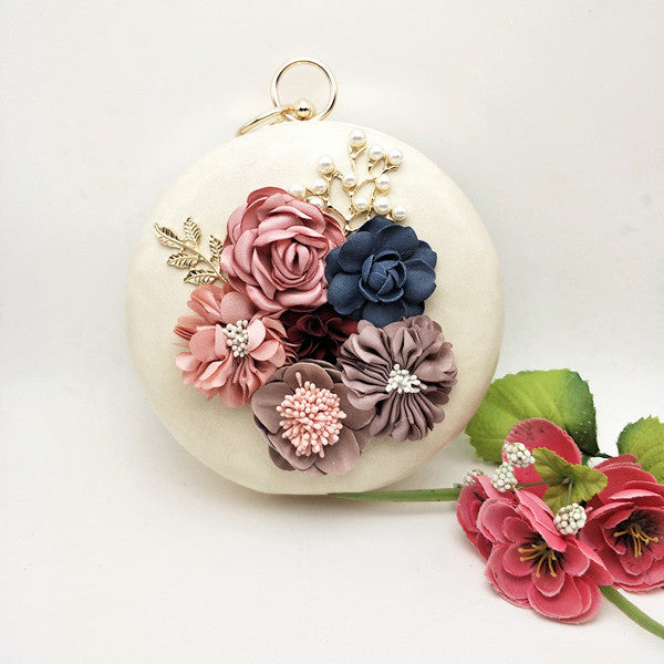 Round Flower Party Ladies Mini Evening Clutch Bags Chain Women Hand Shoulder Small Bags Fashion Crossbody Bag Minaudiere Purse