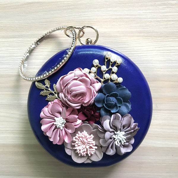 Round Flower Party Ladies Mini Evening Clutch Bags Chain Women Hand Shoulder Small Bags Fashion Crossbody Bag Minaudiere Purse