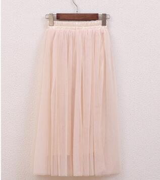 OHRYIYIE Tulle Skirts Women 2017 Summer Casual High Waist Long Skirt Elastic Waist Sun Fluffy Tutu Skirt Jupe Longue Femme S1003