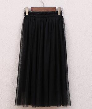 OHRYIYIE Tulle Skirts Women 2017 Summer Casual High Waist Long Skirt Elastic Waist Sun Fluffy Tutu Skirt Jupe Longue Femme S1003