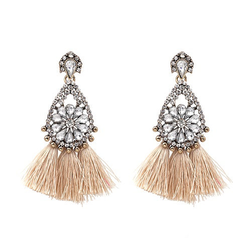 JUJIA  FALCON TASSEL EARRING HAND MADE STATEMENT EARRING MULTICOLOURED POMPOM FRINGED EARRING FASHION JEWELRY