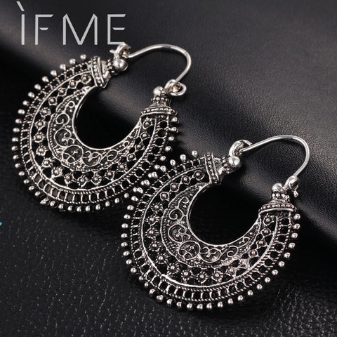 IF ME New Vintage Silver Color Earrings For Women Style Accessories Dangle Earrings Mujer Jewelry Retro Aros Long Love Brinco