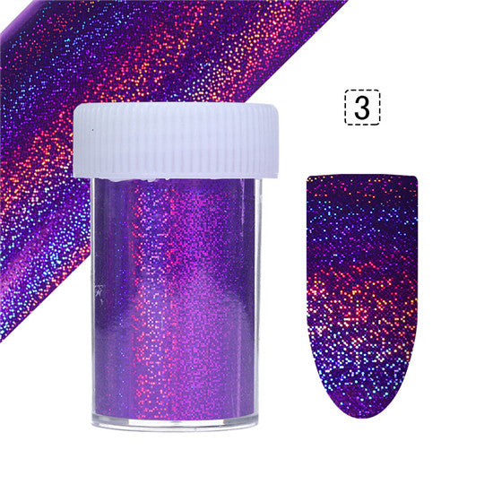 1 Roll 4*100cm Holo Starry Nail Foil Rose Flower Lace Silver Plaid Line Manicure Nail Art Transfer Sticker 10 Patterns Available