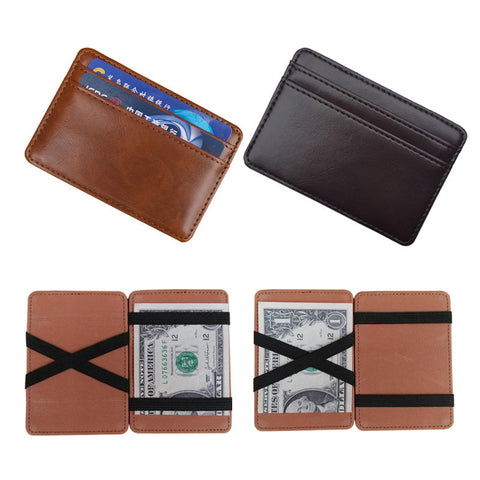 2017 New arrival High quality leather magic wallets Fashion men money clips card purse 2 colors