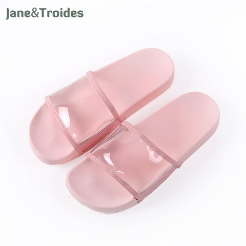 Summer Open Toe Transparent Women Slippers Bathroom Shower Antiskid Flip Flops Thicken Fashion Indoor Female Shoes