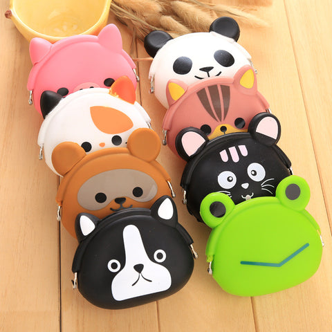 2017 New Fashion Lovely Kawaii Candy Color Cartoon Animal Women Girls Wallet Multicolor Jelly Silicone Coin Bag Purse Kid Gift