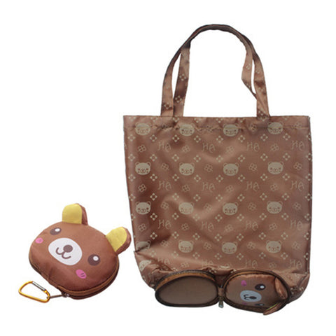 Cartoon Animal Folding Shopping Tote Reusable Eco Bag Panda Frog Pig Bear waterproof shopping bag Grocery  Reusable  Handbags