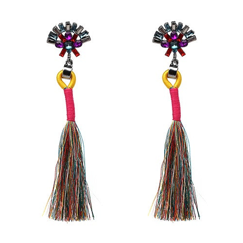 JUJIA 2017 trendy statement fashion earrings rope tassel stud MULTICOLOURED POMPOM EARRINGS women jewelry Fringing earrings