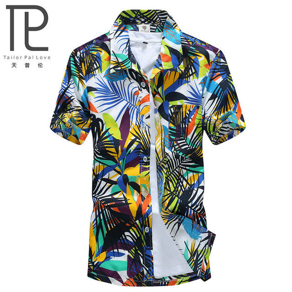 Mens Hawaiian Shirt Male Casual camisa masculina Printed Beach Shirts Short Sleeve brand clothing Free Shipping Asian Size 5XL