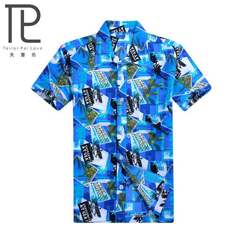 Mens Hawaiian Shirt Male Casual camisa masculina Printed Beach Shirts Short Sleeve brand clothing Free Shipping Asian Size 5XL