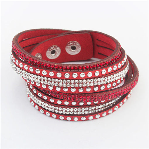17KM 17 Colors New Unisex Multilayer Leather Bracelet Christmas Gift Charm Bracelets Rivet Vintage Jewelry For Women Pulsera