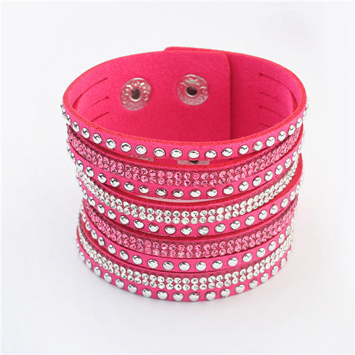 17KM 17 Colors New Unisex Multilayer Leather Bracelet Christmas Gift Charm Bracelets Rivet Vintage Jewelry For Women Pulsera
