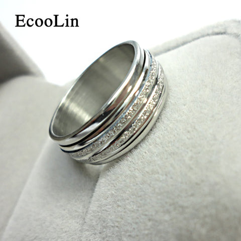 Never Fade Sliver Frosted Rotation Ring 2016 Fashion Jewelry For Man Woman Jewelry Stainless Steel Rings Free Shipping LR052