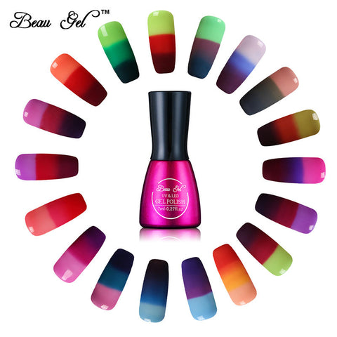 Beau Gel 7ml Gel varnish Nail Gel Polish Chameleon Temperature Color Changing Nail Polish Thermal Color Change UV Gel Lacquer