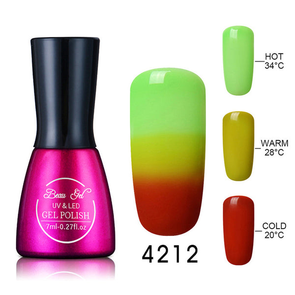 Beau Gel 7ml Gel varnish Nail Gel Polish Chameleon Temperature Color Changing Nail Polish Thermal Color Change UV Gel Lacquer