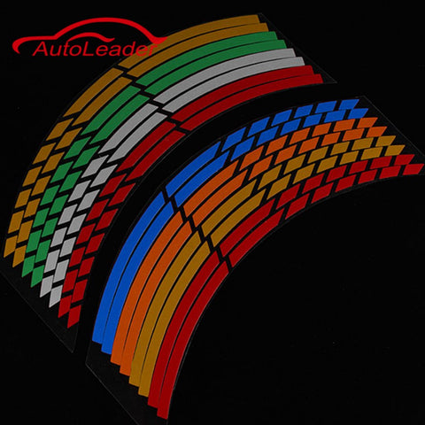 16 Strips Wheel Sticker Reflective Rim Stripe Tape Bike Motorcycle Car 16 17 18inch