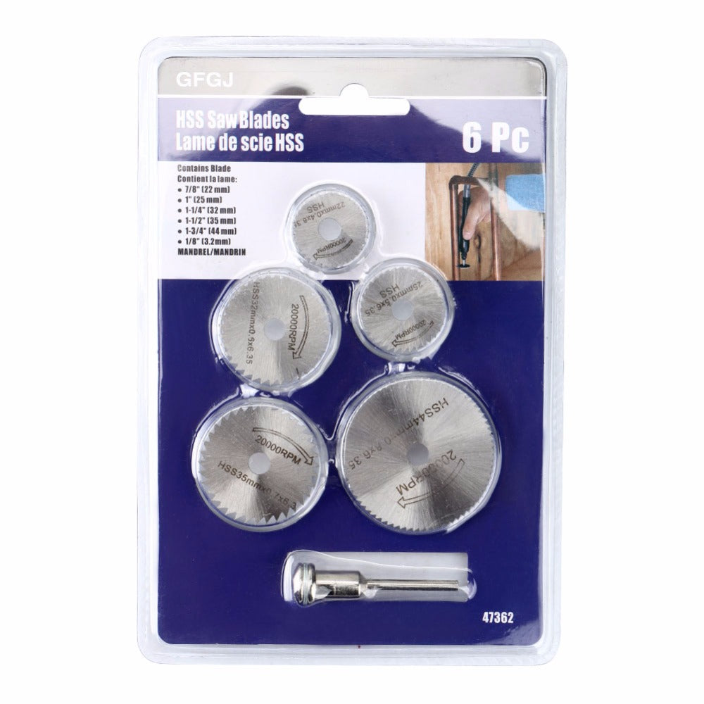 6pcs/Set HSS Mini Circular Saw Blade Woodworking Cutting Discs Drill For Rotary Tools Dremel Metal Cutter Power Tool Mandrel Set