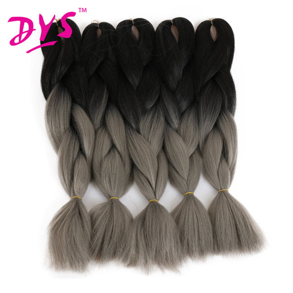 Deyngs 24Inch Ombre Kanekalon Braiding Hair Extensions Two Tone Crochet Braids Hair Synthetic Jumbo Braid Hair African Hairstyle