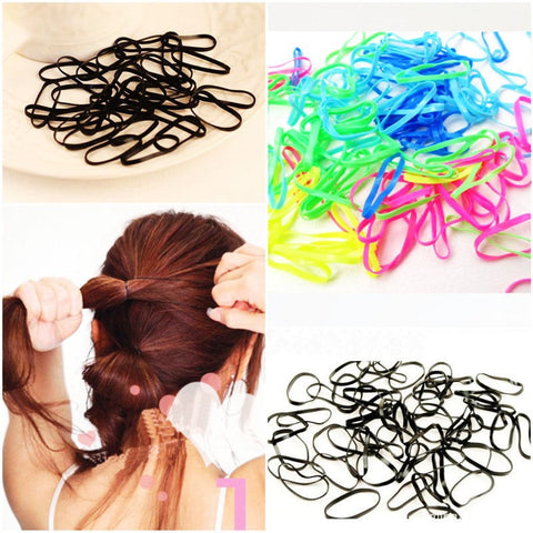 300pcs/pack Rubber Rope Ponytail Holder Hair Elastic Braids Plaits Hair Bands Ties Black Hair Accessories free shipping