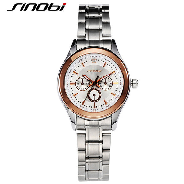 SINOBI Women's Bracelet Fashion Steel Wrist Watches Luxury Brand Geneva Quartz Clock Ladies Wristwatch Relojes Mujer Saatler