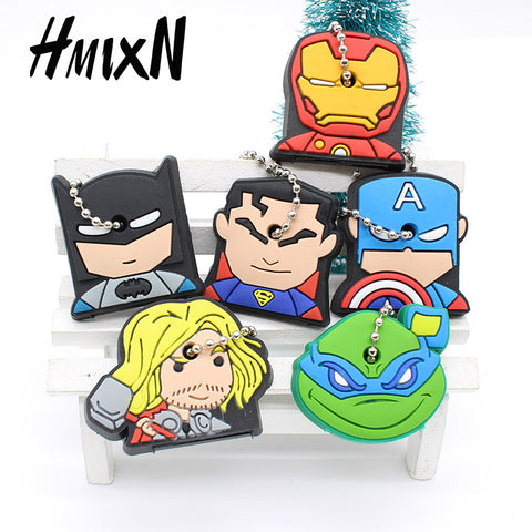 Super Hero Anime Key cover Batman Hulk Charm Keychain Holder ring Iron Man Key Chain Silicone Superman cartoon cap porte clef