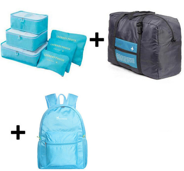 2017 6pcs/set Plus Travel Handbags Travel Bags Pack Men and Women Luggage Travel Bags Packing Cubes Organizer Folding Bag Bags