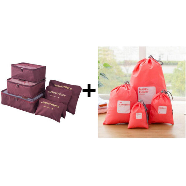 2017 6pcs/set Plus Travel Handbags Travel Bags Pack Men and Women Luggage Travel Bags Packing Cubes Organizer Folding Bag Bags