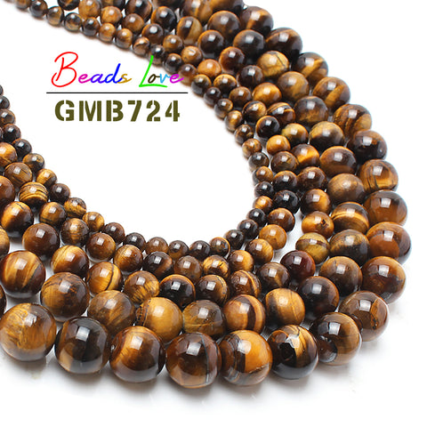 Hot Sale Natural Stone Beads Yellow Tiger Eye Beads For Jewelry Making 15.5" Pick Size: 4 6 8 10 12 14mm -F00068